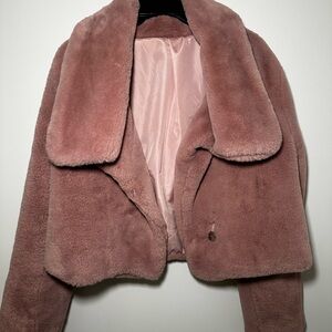 Francesca’s Blush Teddy Faux Fur Coat | Worn Once | Missing Button